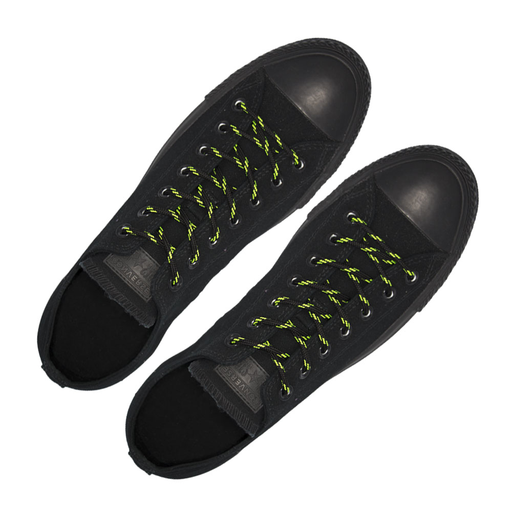 Black&#x20;with&#x20;Green&#x20;Spots&#x20;-&#x20;Round&#x20;Spotted&#x20;Shoelace&#x20;-&#x20;Length&#x20;120cm&#x20;&#xD8;4mm