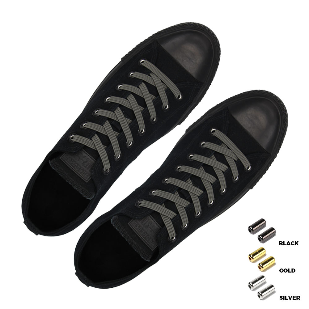 Capsule Lock Flat Elastic Shoelaces Dark Grey