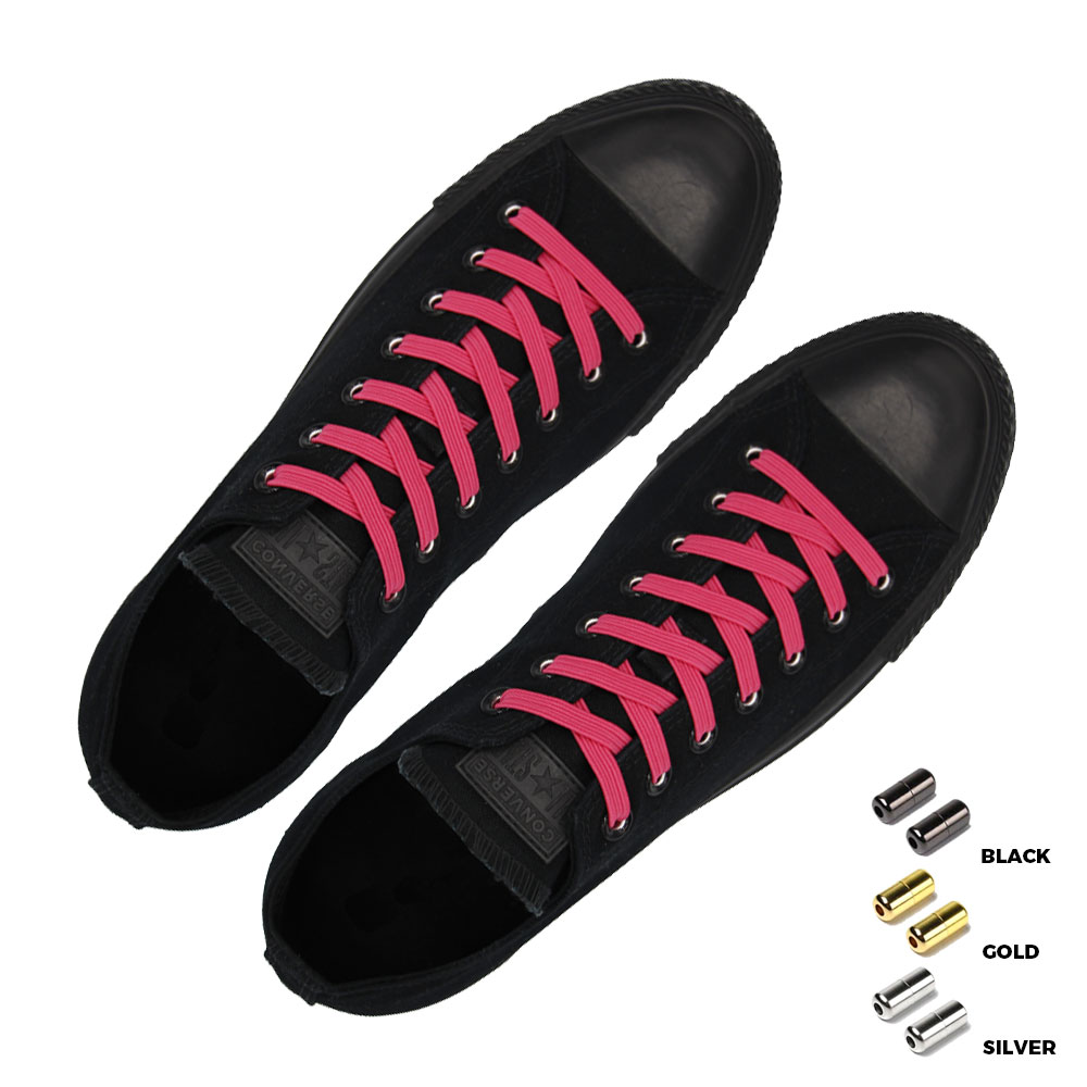 Capsule Lock Flat Elastic Shoelaces Pink
