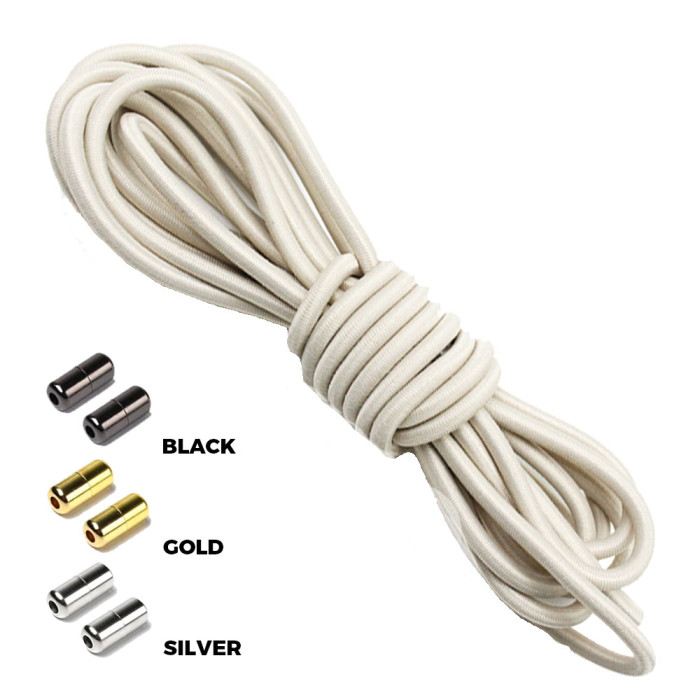 Antique White Round Elastic Shoelaces Capsule Lock Antique White Round Elastic Shoelaces Capsule Lock