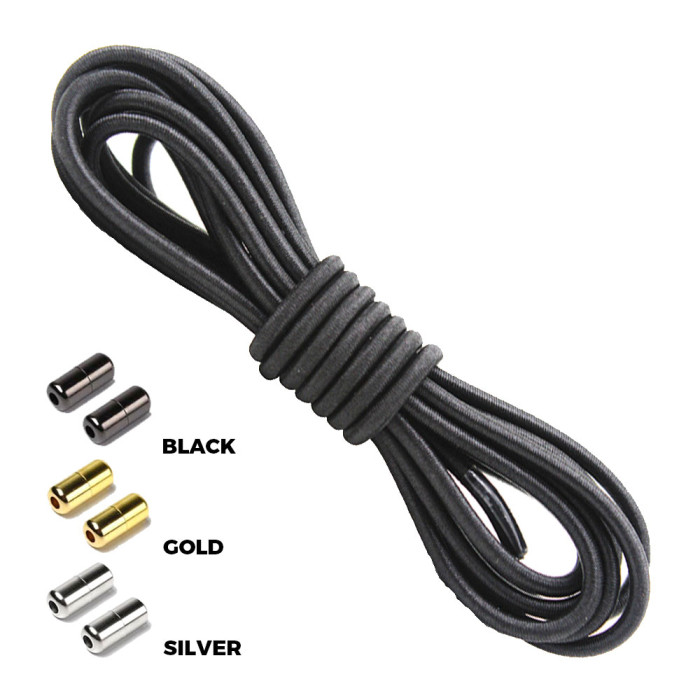 Black Round Elastic Shoelaces Capsule Lock Black Round Elastic Shoelaces Capsule Lock