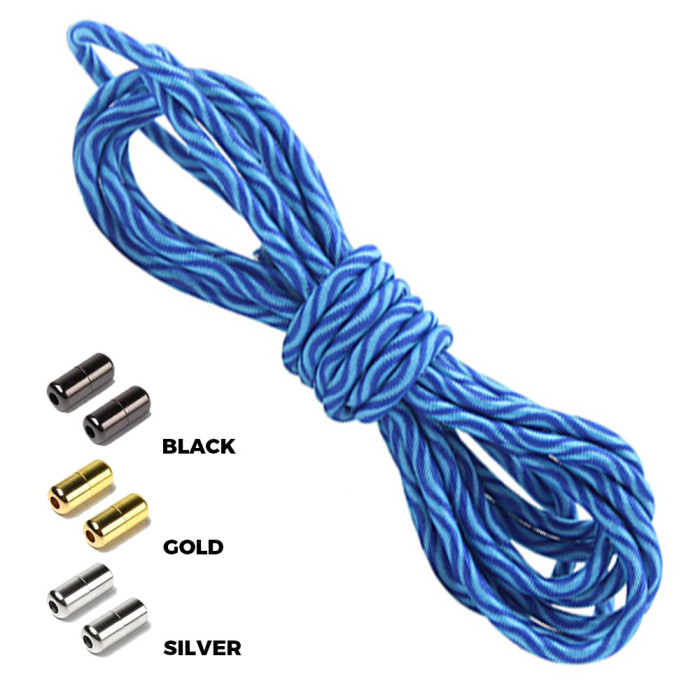Wave Light Blue Blue Round Elastic Shoelaces Capsule Lock Wave Light Blue Blue Round Elastic Shoelaces Capsule Lock