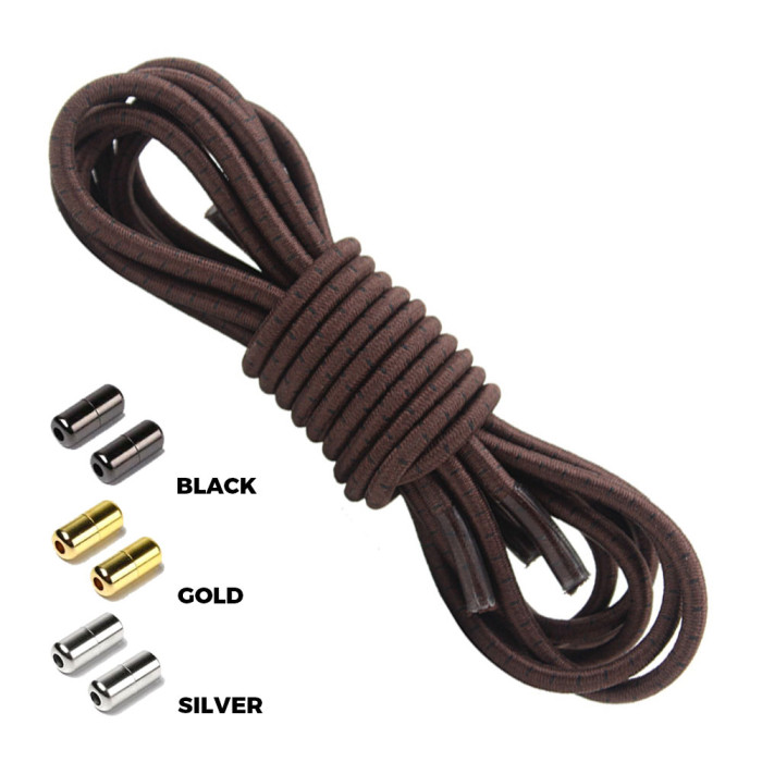 Brown Black Round Elastic Shoelaces Capsule Lock Brown Black Round Elastic Shoelaces Capsule Lock