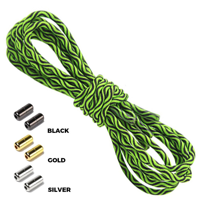 Wave Green Black Round Elastic Shoelaces Capsule Lock Wave Green Black Round Elastic Shoelaces Capsule Lock