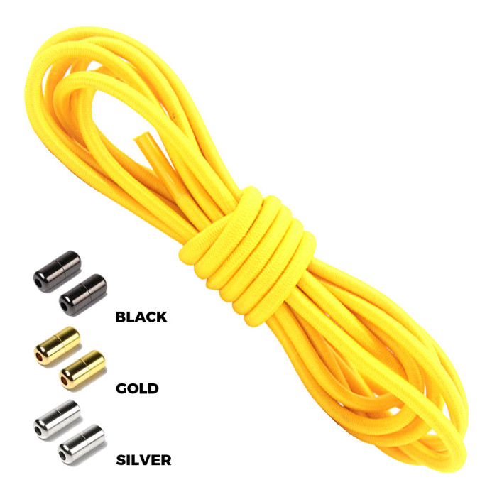 Lemon Yellow Round Elastic Shoelaces Capsule Lock Lemon Yellow Round Elastic Shoelaces Capsule Lock