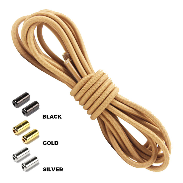 Light Brown Round Elastic Shoelaces Capsule Lock Light Brown Round Elastic Shoelaces Capsule Lock