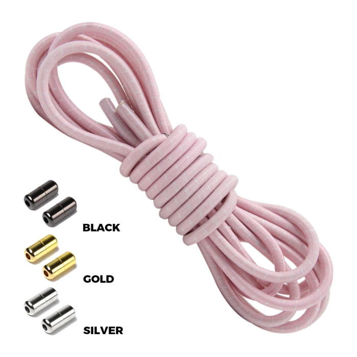 Light Pink White Round Elastic Shoelaces Capsule Lock Light Pink White Round Elastic Shoelaces Capsule Lock