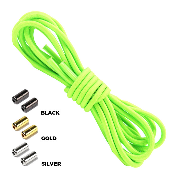 Neon Green Round Elastic Shoelaces Capsule Lock Neon Green Round Elastic Shoelaces Capsule Lock