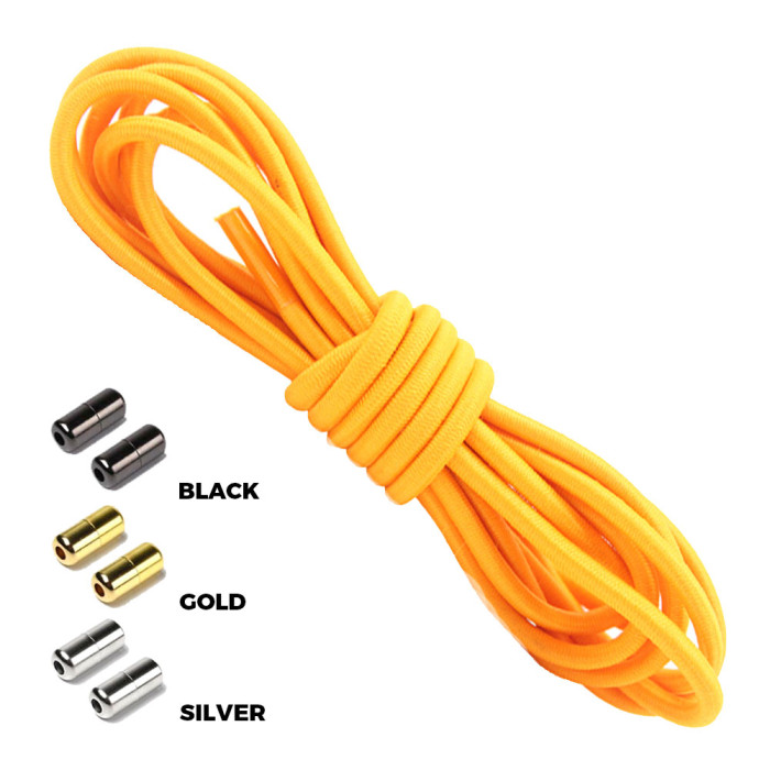 Neon Orange Round Elastic Shoelaces Capsule Lock Neon Orange Round Elastic Shoelaces Capsule Lock