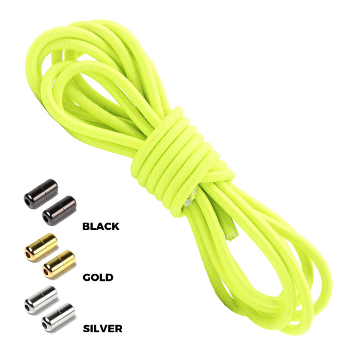 Neon Yellow Round Elastic Shoelaces Capsule Lock Neon Yellow Round Elastic Shoelaces Capsule Lock