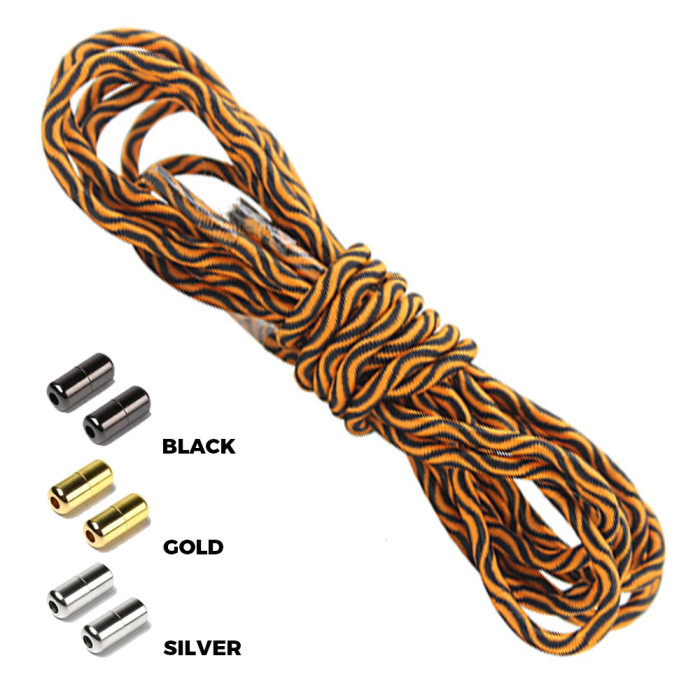 Wave Orange Black Round Elastic Shoelaces Capsule Lock Wave Orange Black Round Elastic Shoelaces Capsule Lock