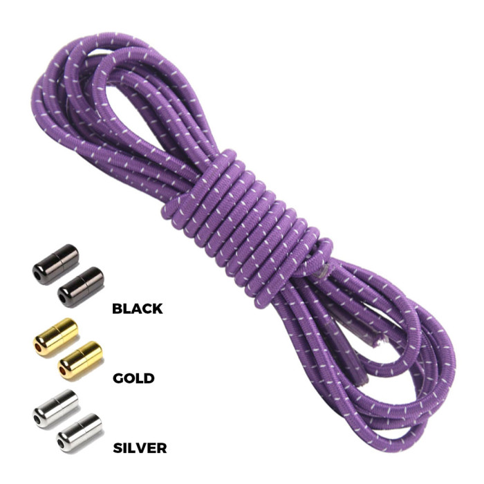 Purple White Round Elastic Shoelaces Capsule Lock Purple White Round Elastic Shoelaces Capsule Lock