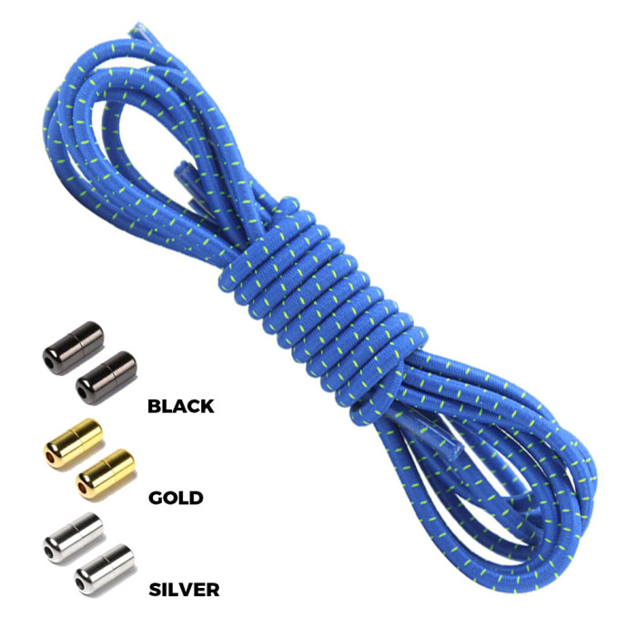 Royal Blue Yellow Round Elastic Shoelaces Capsule Lock Royal Blue Yellow Round Elastic Shoelaces Capsule Lock
