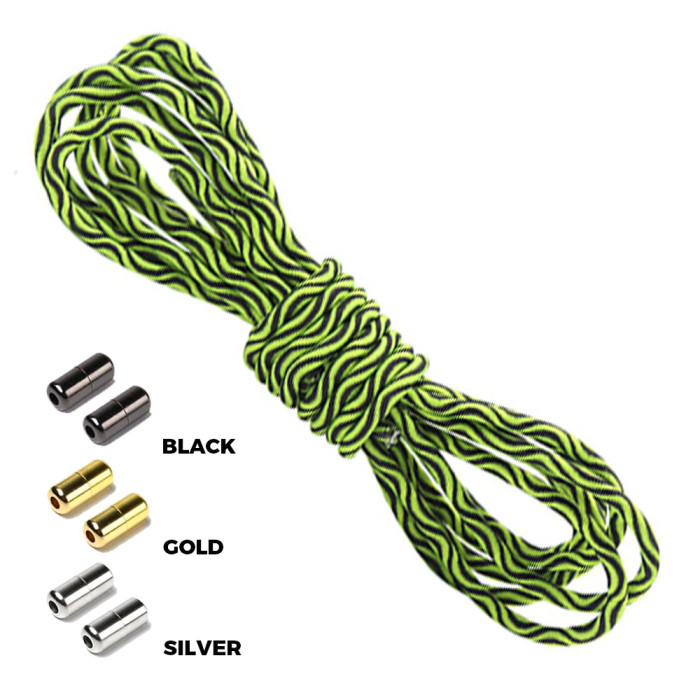 Wave Yellow Black Round Elastic Shoelaces Capsule Lock Wave Yellow Black Round Elastic Shoelaces Capsule Lock