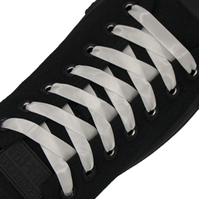 Satin Ribbon Shoelaces - White 1cm Width