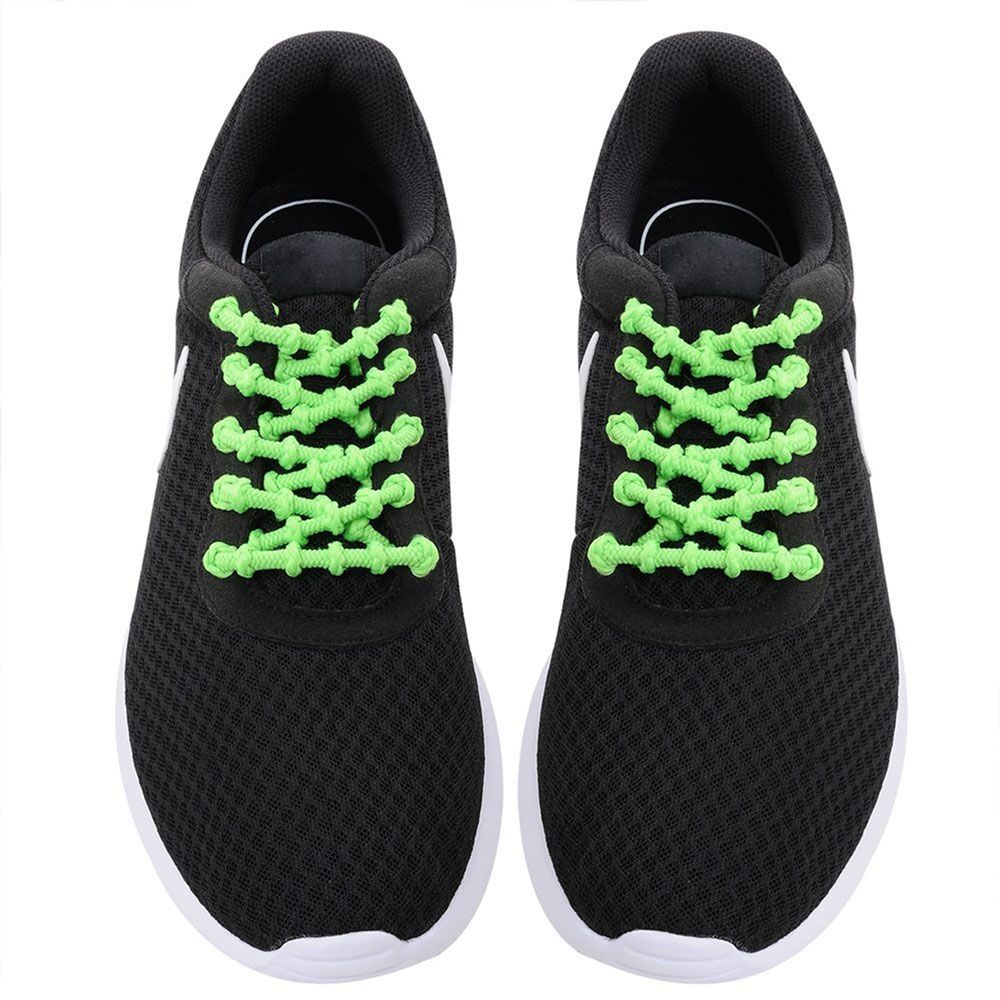 Knotted No Tie Shoelaces Neon Green 