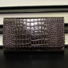 Samsung Galaxy S7 - Croco Pattern Brown Leather Wallet Case Front