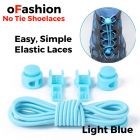 Smart Lock Elastic Shoelaces Light Blue White Stripes - Main Page