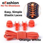 Smart Lock Elastic Shoelaces Orange White Stripes - Main Banner