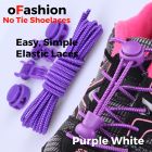 Smart Lock Elastic Shoelaces Purple White Stripes - Main Banner