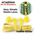 Smart Lock Elastic Shoelaces Yellow White Stripes - Main Banner