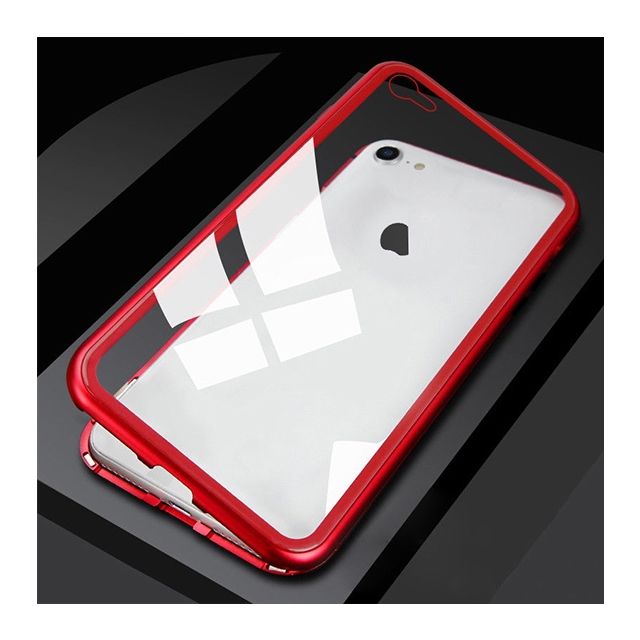 Apple iPhone XS Magnetic Metal Frame Glass Case - Red