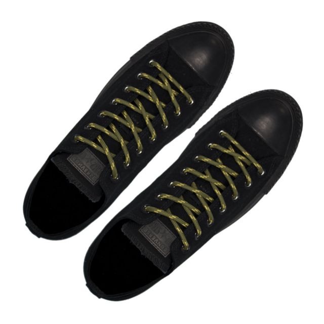 Army Green with Yellow Spots - Round Spotted Shoelace - Length 120cm Ø4mm