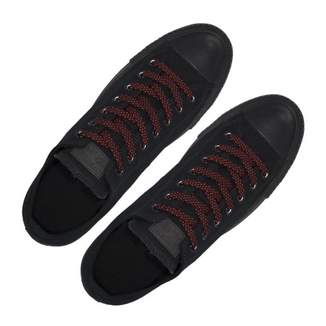 Spotted Shoelace - Black with Red Spots Flat Length 120 cm Width 1cm
