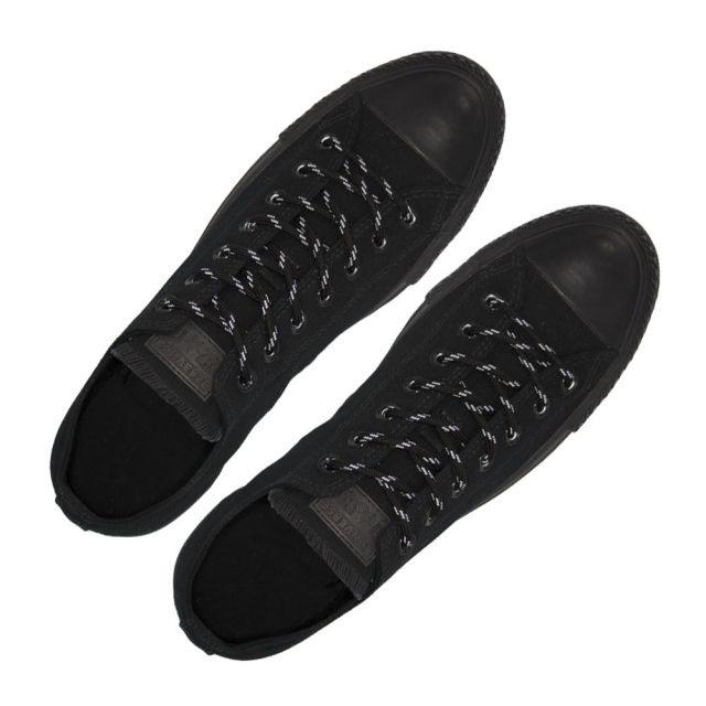 Black with White Spots - Round Spotted Shoelace - Length 120cm Ø4mm