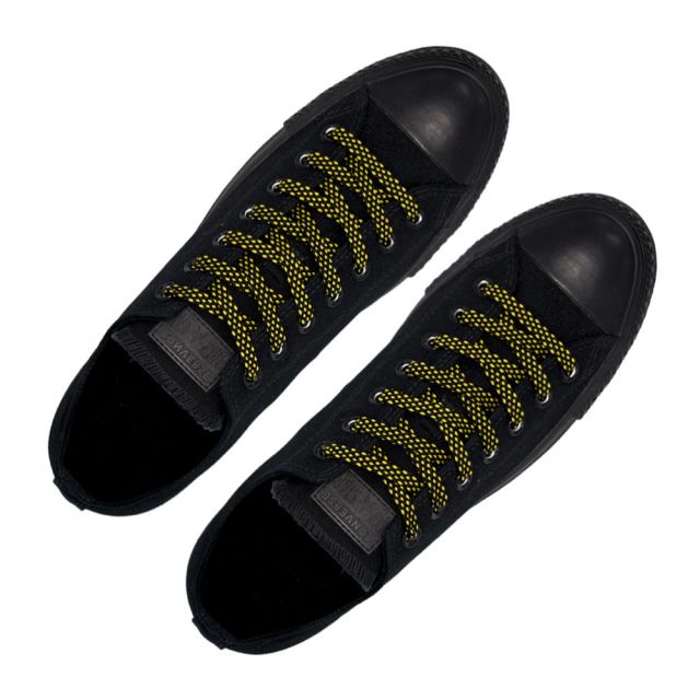 Spotted Shoelace - Black with Yellow Spots Flat Length 120 cm Width 1cm