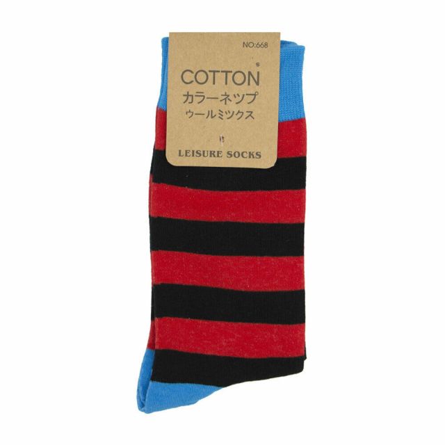 Blue Red Black Strip Crew Socks