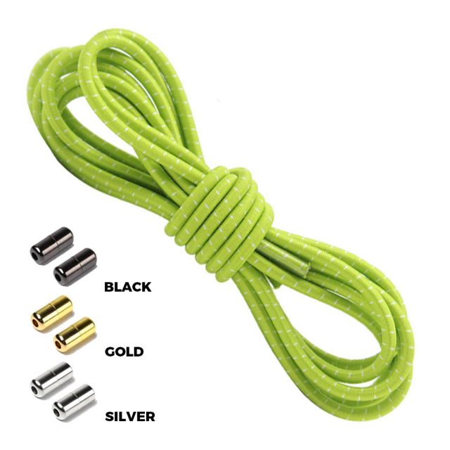 Apple Green White Round Elastic Shoelaces Capsule Lock