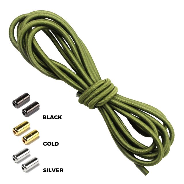 Army Green Round Elastic Shoelaces Capsule Lock