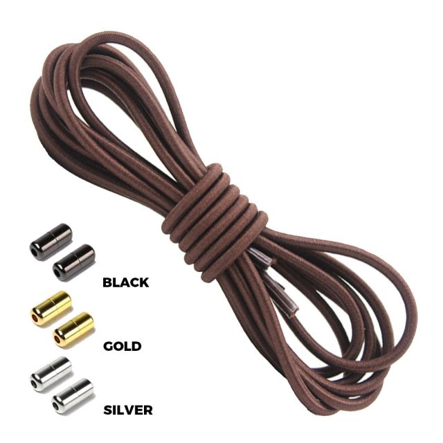 Dark Brown Round Elastic Shoelaces Capsule Lock
