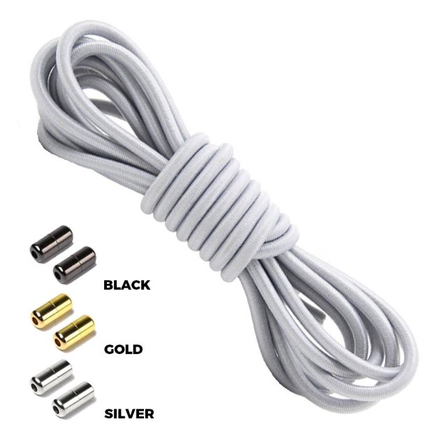 Light Grey Round Elastic Shoelaces Capsule Lock