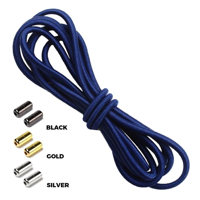 Navy Blue Round Elastic Shoelaces Capsule Lock