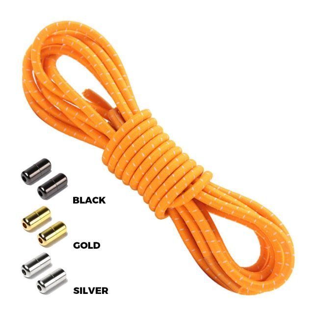Orange White Round Elastic Shoelaces Capsule Lock