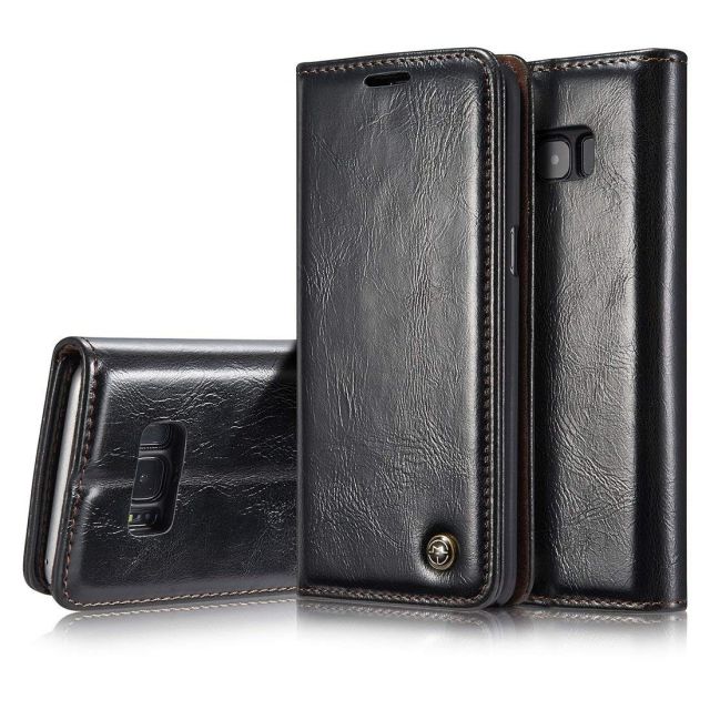 Premium Black Leather Case Wallet - Samsung S9 CaseMe