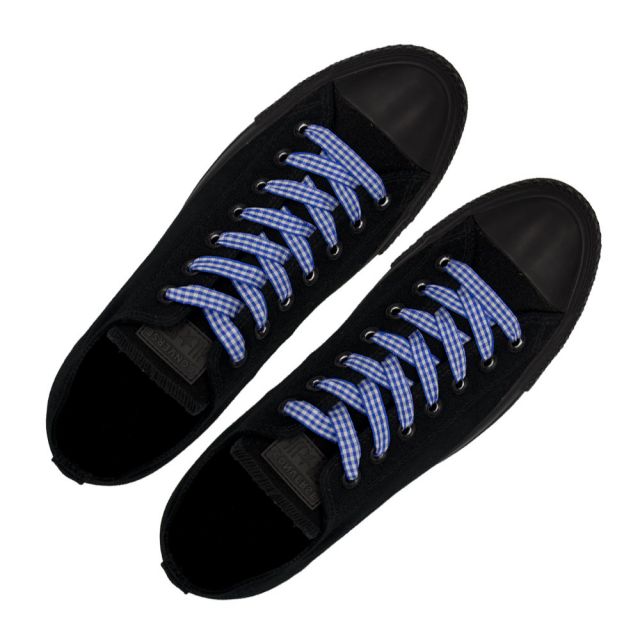 Check Shoelace - Royal Blue 120cm Length 1cm Width Flat