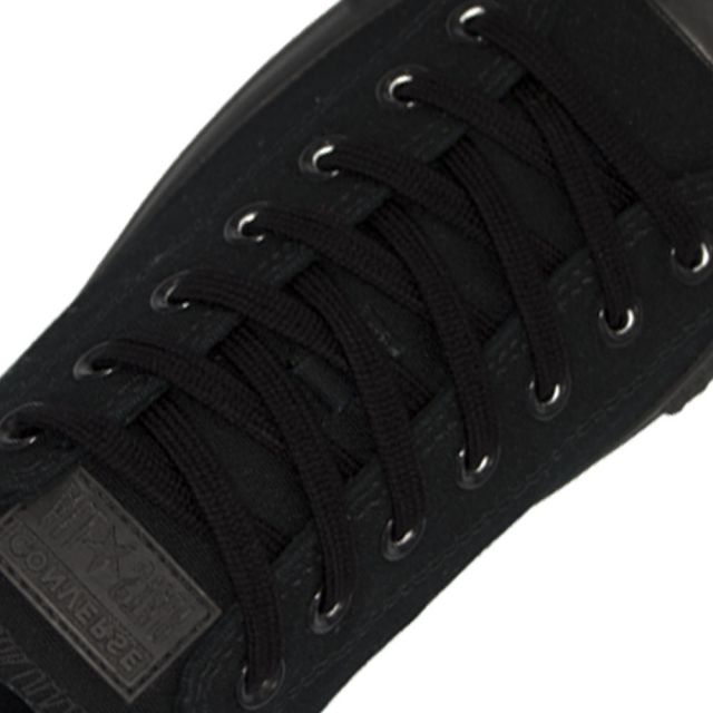 Cotton Shoelaces Flat - Black 100cm Length 7mm