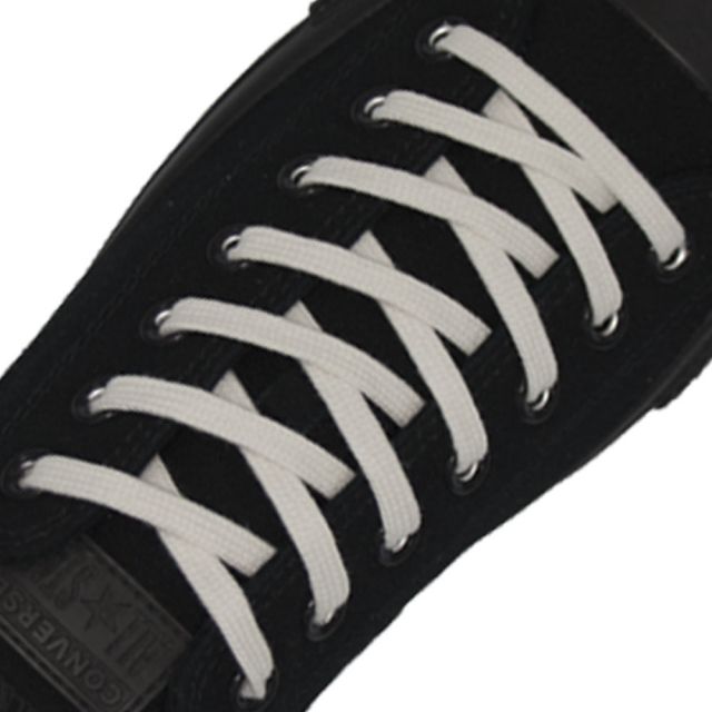 Cotton Shoelaces Flat - White 100cm Length 7mm