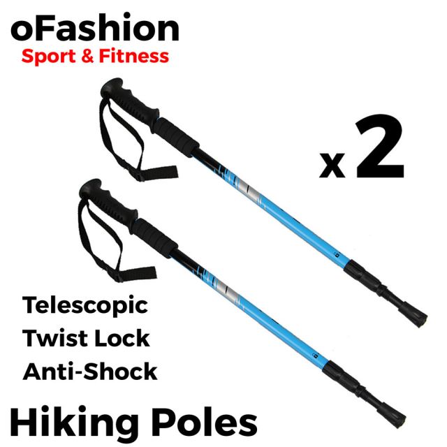 Hiking Trekking Walking Poles - Soft Grip Twist Lock Blue Main Banner