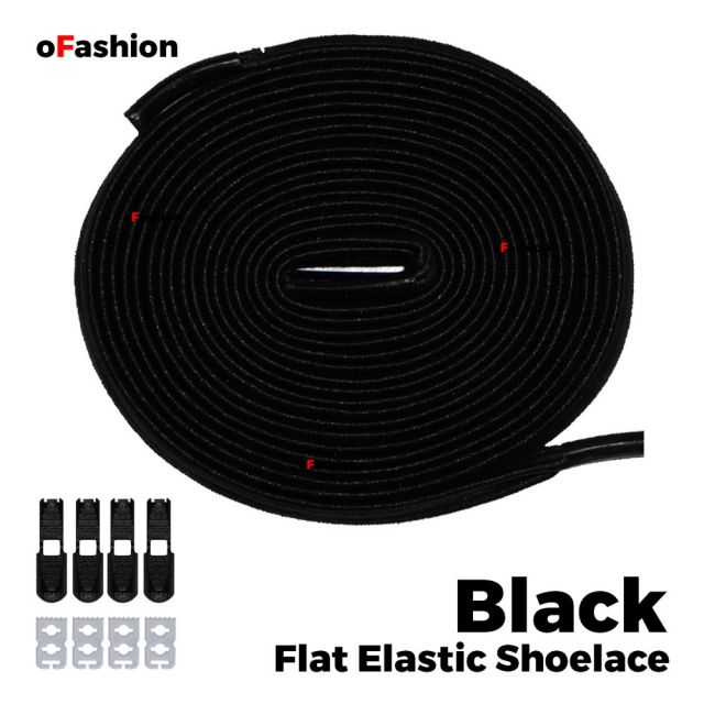 Flat Elastic No Tie Shoelaces - Black