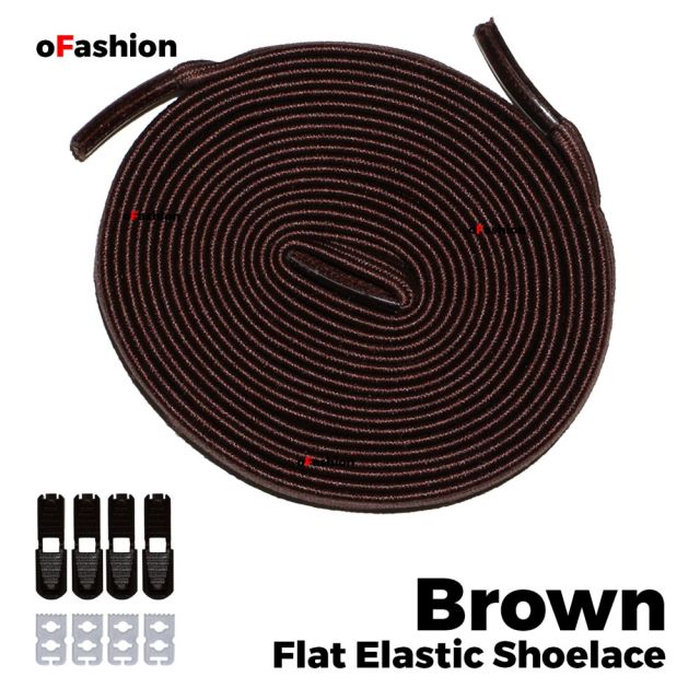Coolnice Flat Elastic No Tie Shoelaces - Brown