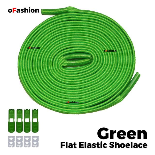 Coolnice Flat Elastic No Tie Shoelaces - Green