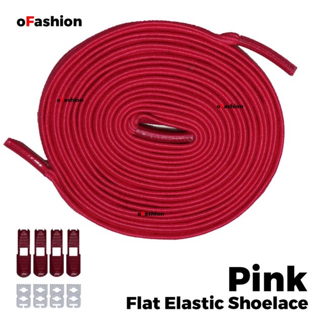Coolnice Flat Elastic No Tie Shoelaces - Pink