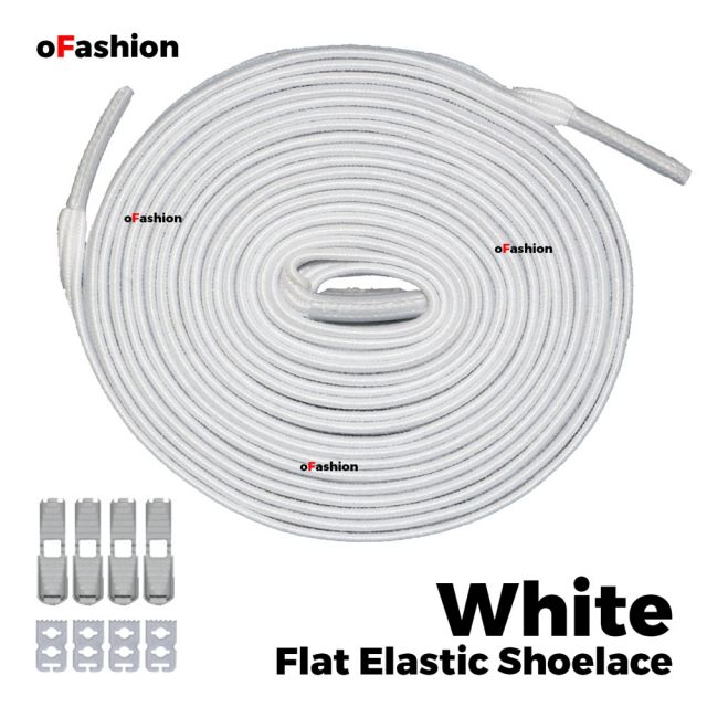 Coolnice Flat Elastic No Tie Shoelaces - White