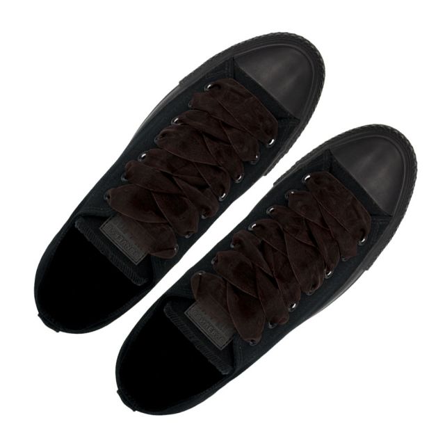 Organza Shoelaces - Dark Brown 120cm Length 2.5cm Width Flat