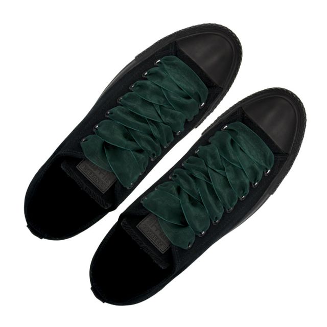 Organza Shoelaces - Dark Green 120cm Length 2.5cm Width Flat