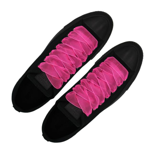 Organza Shoelaces - Hot Pink 120cm Length 2.5cm Width Flat